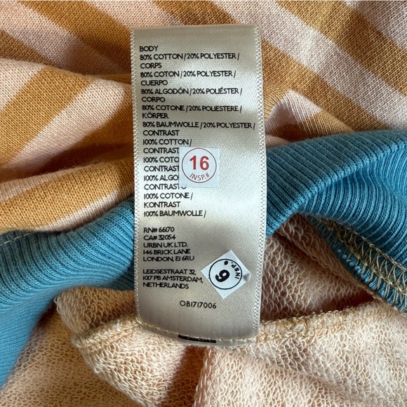 We The Free Classic Striped Crew Sweatshirt Sweater Brown Blue Size L #1662 NWT - Picture 9 of 9